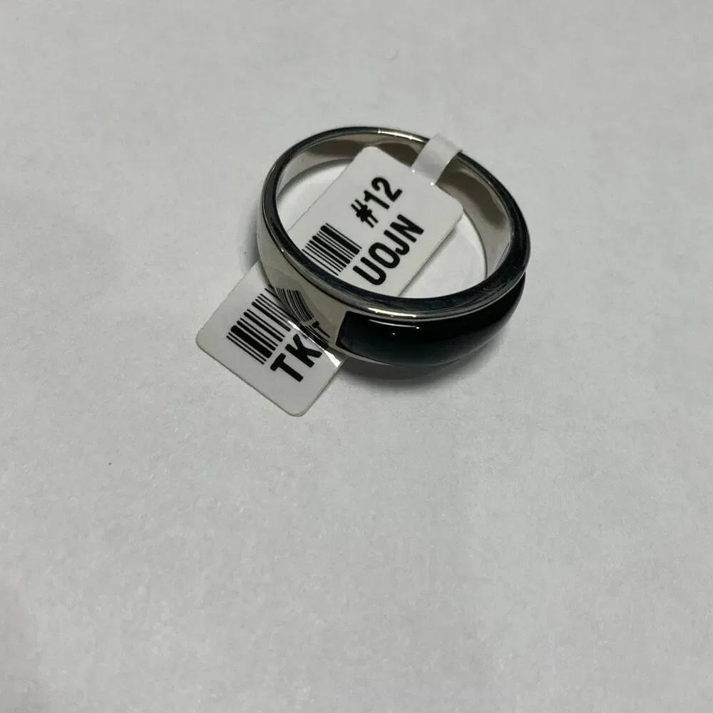 Men's Black Inlay Stainless Steel Ring Modern Band Size 12